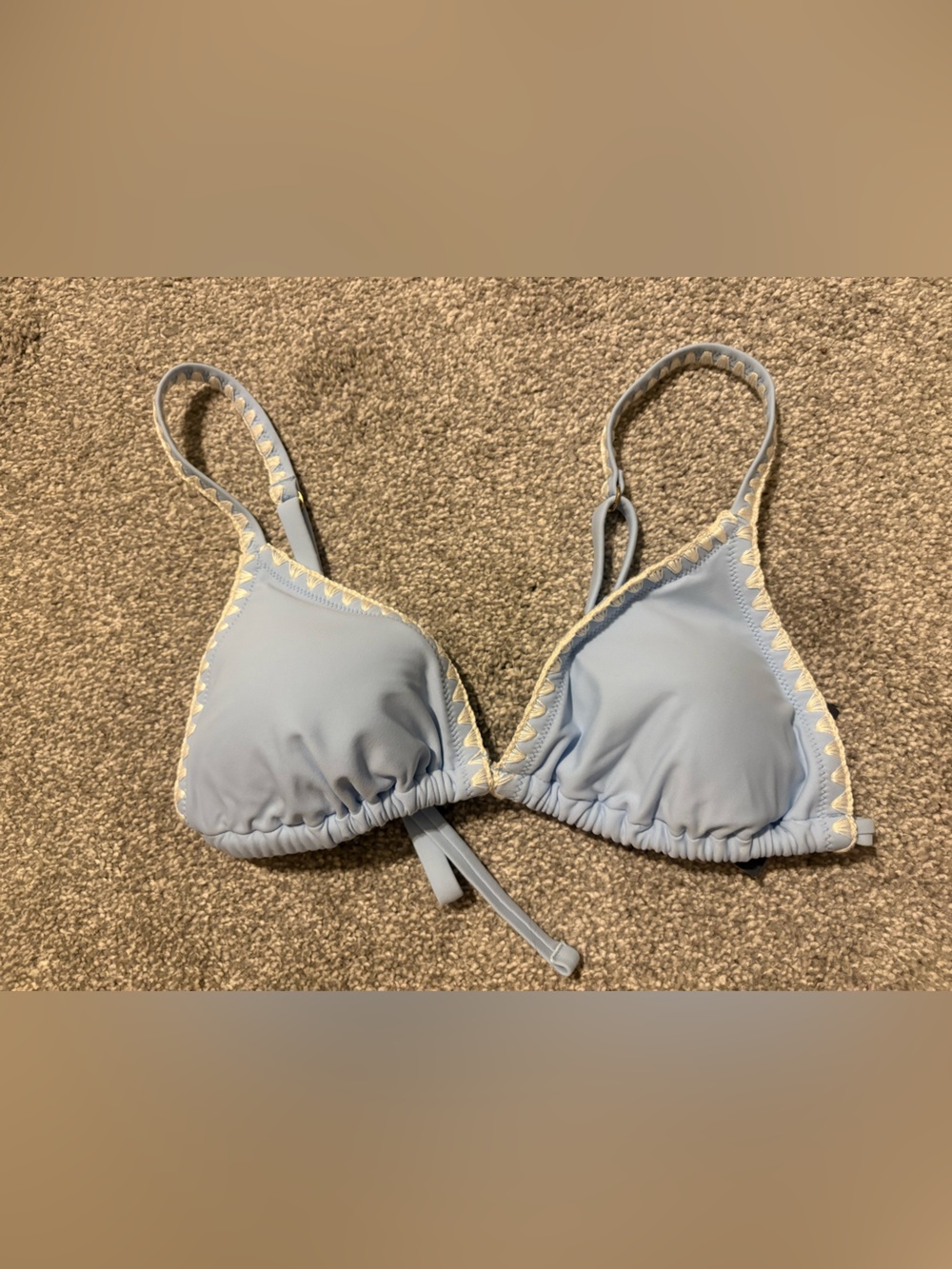 Hollister Light Blue Triangle Bikini Top with White Trim